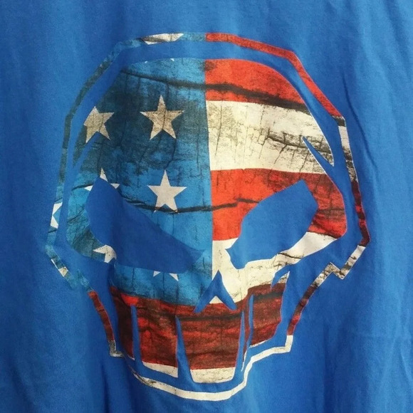 No Fear Patriotic USA Flag Skull Shirt - Picture 1 of 4